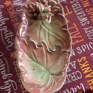 Vintage Leaf-Shaped Ceramic Dish. 1950s
